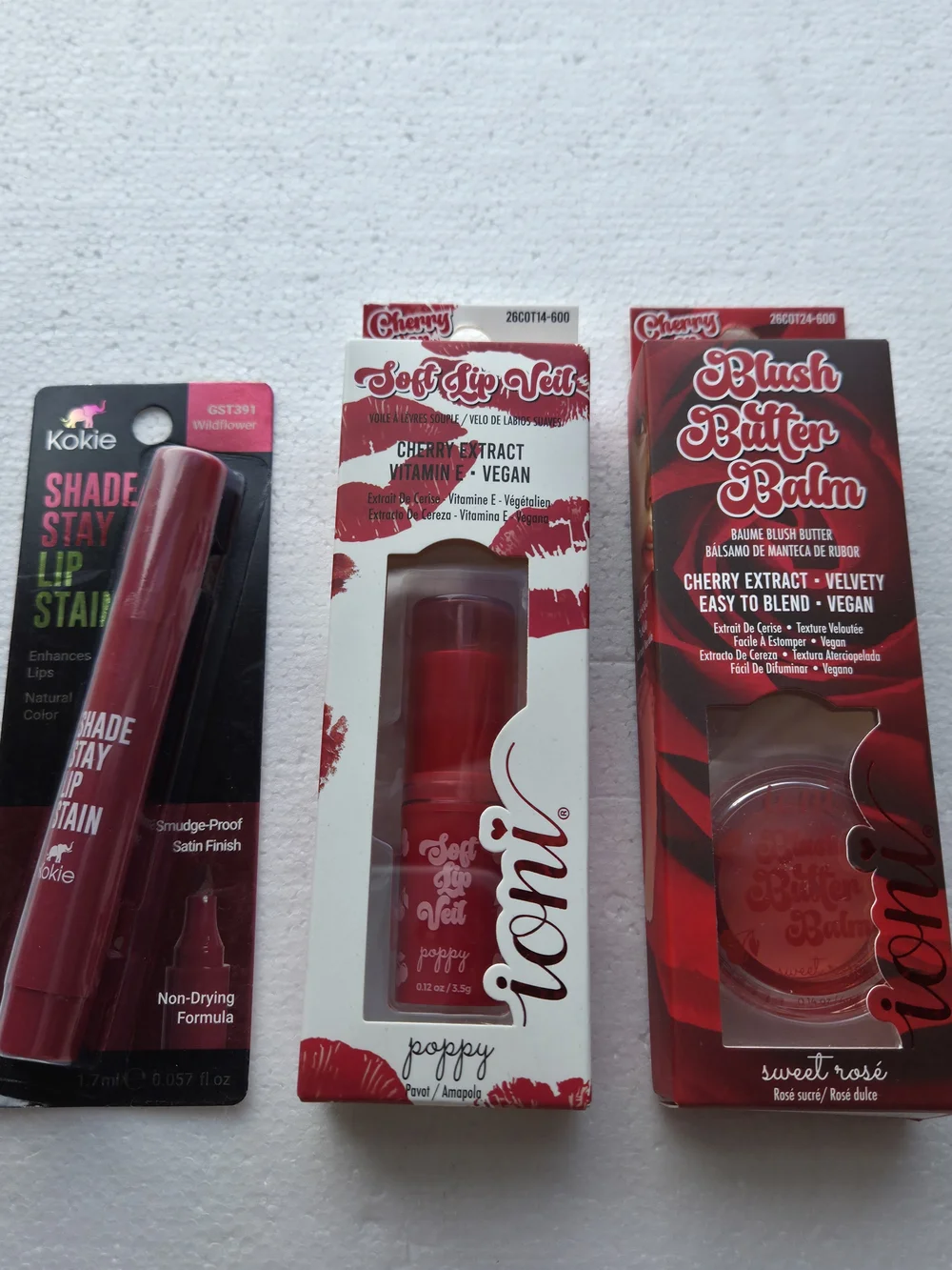Vampy Lip/Cheek Bundle Kokie Wildflower Stain, Ioni Poppy Veil & Sweet Rosé Balm